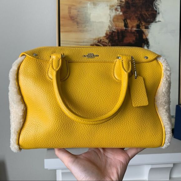 Coach Handbags - NWT COACH MINI BENNETT SATCHEL IN SHEARLING AND LEATHER BANANA YELLOW (F36689)